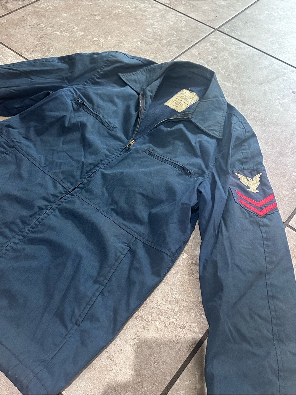Vintage USN US Navy blue utility jacket 34R